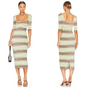 Veronica Beard Striped Multicolor Midi Dress
